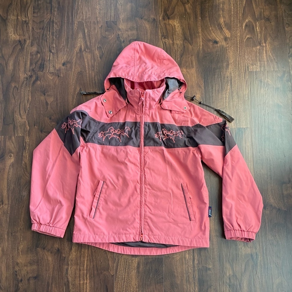 EOUS Equestrian Riding Jacket Wind Waterproof Salmon Color Brown Horse Small